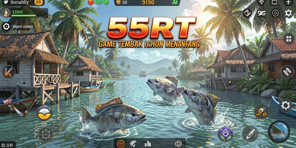 Tangkapan layar gameplay 55RT yang penuh aksi Tembak Ikan.