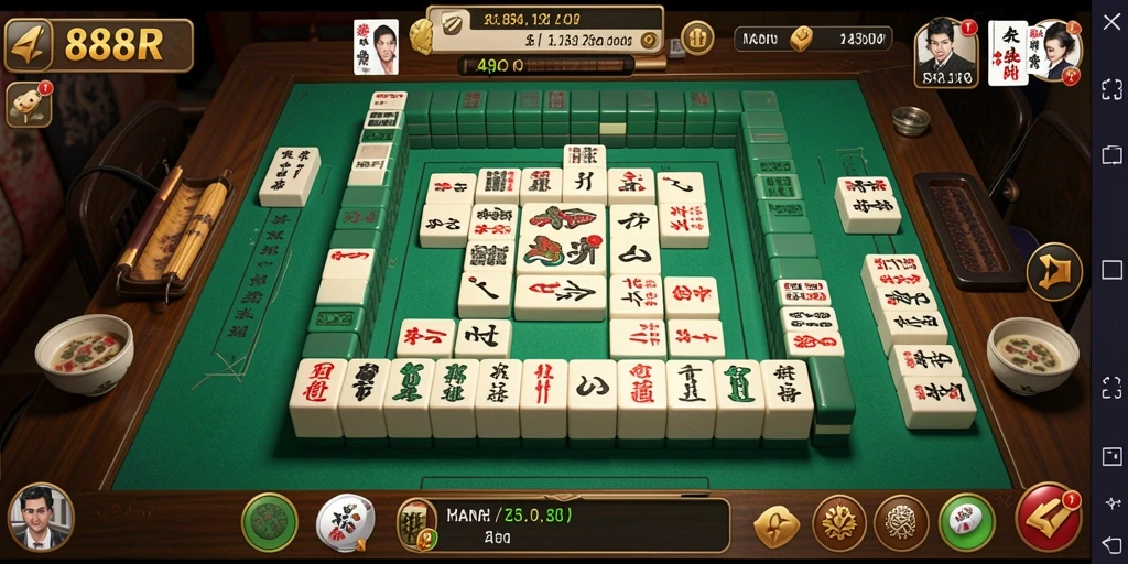 Gameplay seru Mahjong dalam 888R dengan grafis menarik.