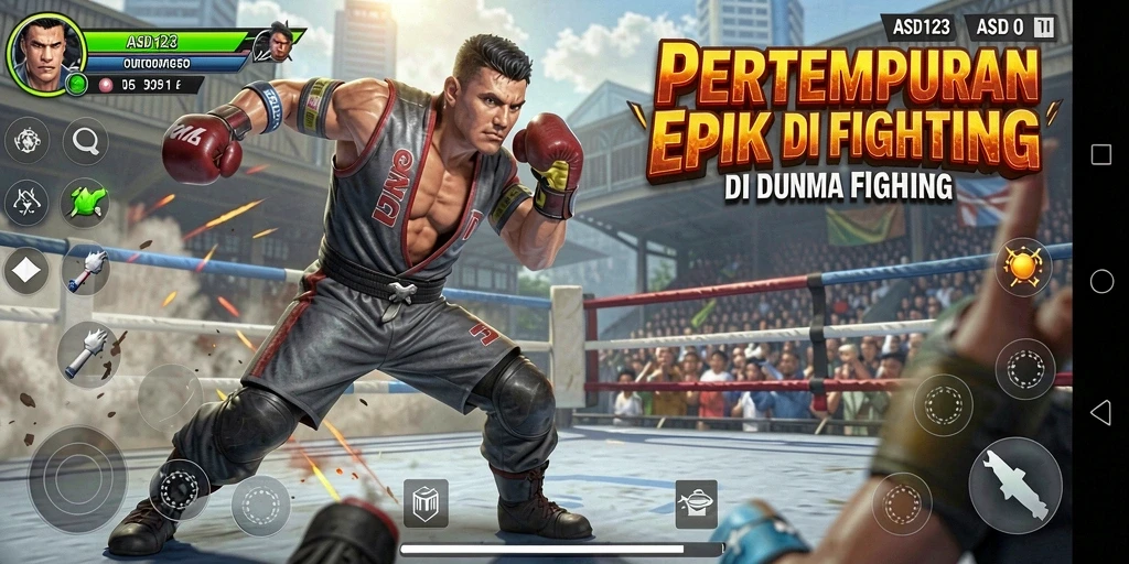 Screenshot gameplay ASD123 menampilkan pertarungan yang seru dan dinamis.