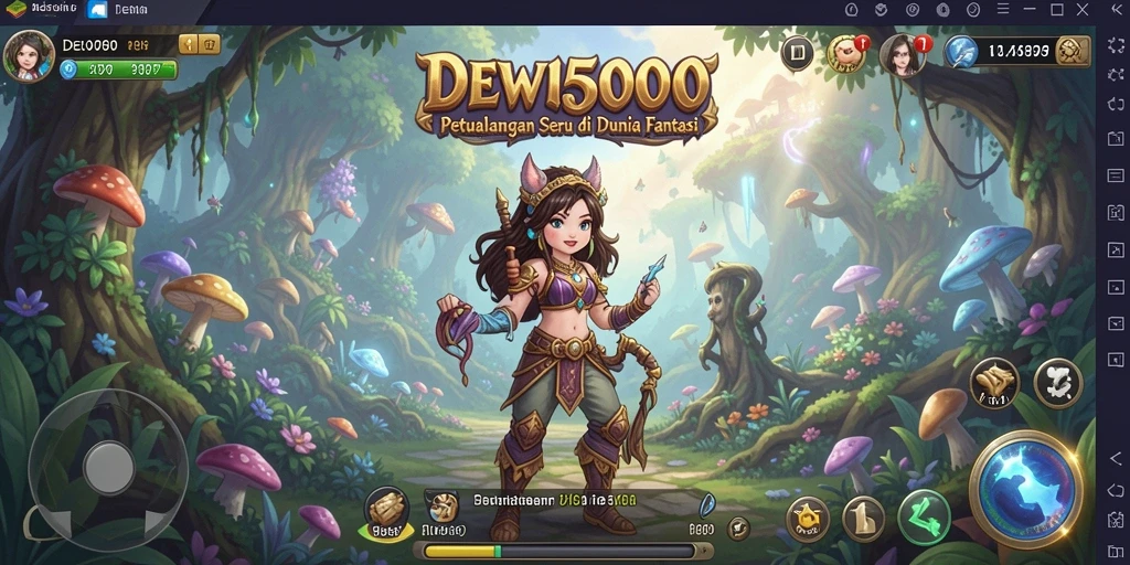 Screenshot DEWI5000 menunjukkan gameplay petualangan yang menegangkan dan penuh warna.