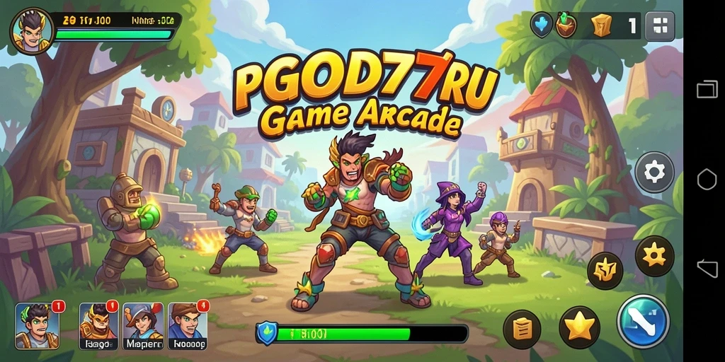 GOD77 menampilkan grafik cerah dan gameplay Arcade yang seru.