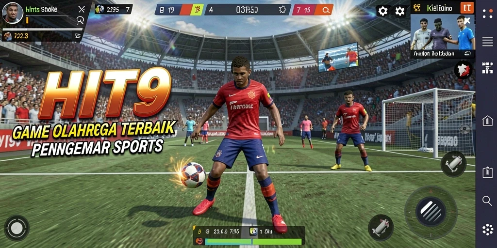 Tangkapan layar gameplay HIT9 yang menunjukkan aksi olahraga menegangkan.