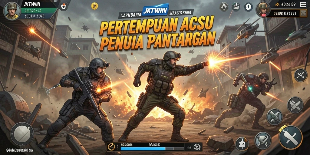 Tampilan gameplay intens dalam JKTWIN saat pertempuran berlangsung.