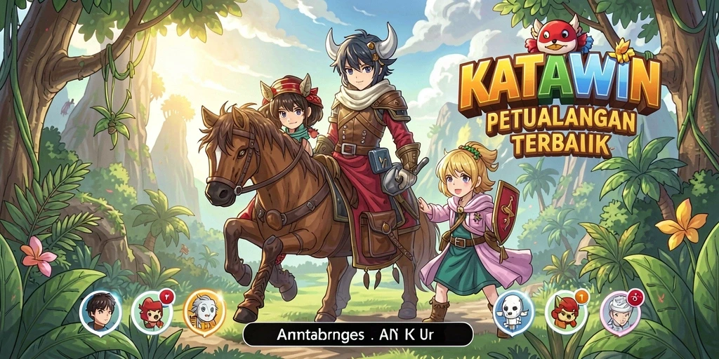 Tampilan dinamis dari gameplay KATAWIN yang menampilkan karakter Anime.