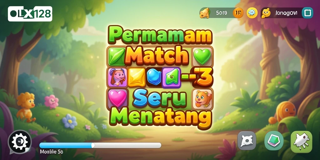 Tampilan gameplay OLX128 yang menawan dan seru di permainan Match-3.