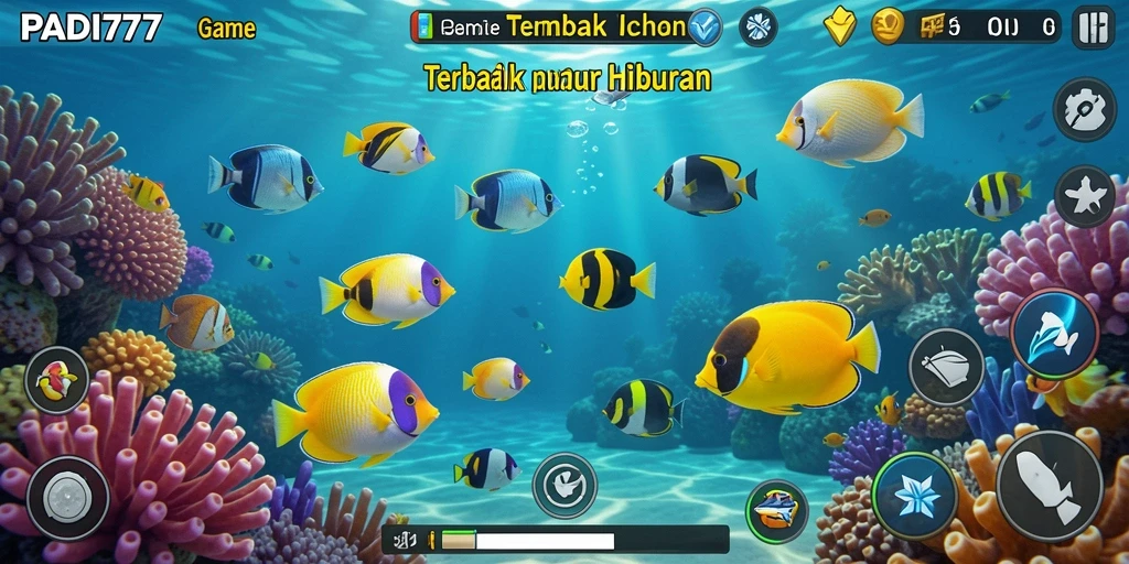 Tampilan gameplay PADI777 dengan aksi menembak ikan yang seru.