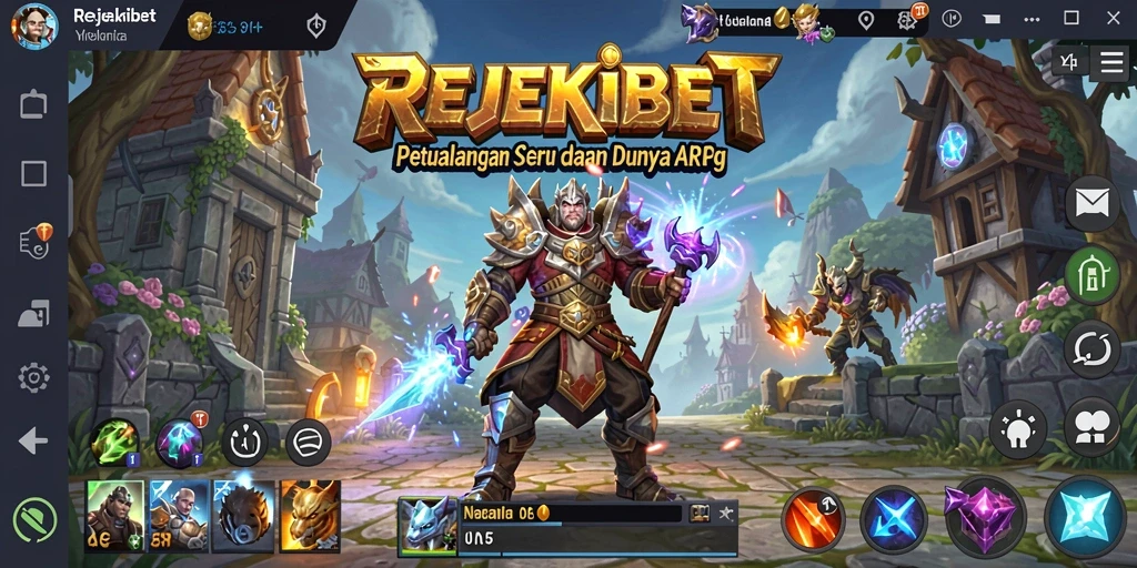 Tampilan dinamis aksi pertempuran dalam REJEKIBET ARPG.