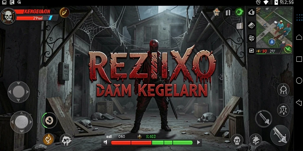 Screenshot menampilkan suasana mencekam dalam gameplay REZIXO.