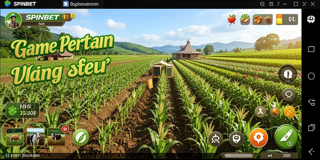 Tampilan gameplay SPINBET yang menggambarkan suasana pertanian yang hidup.