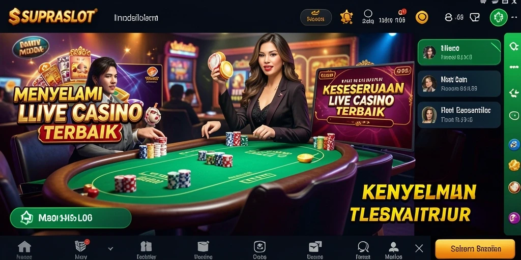 Screenshot gameplay SUPRASLOT yang menarik dengan dealer langsung.