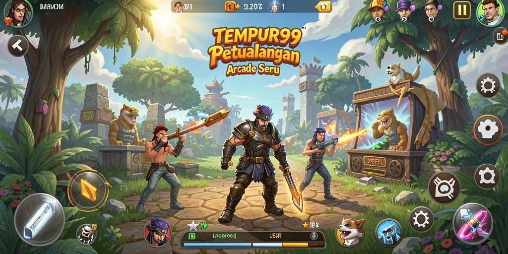Screenshot TEMPUR99 menampilkan aksi gameplay yang menegangkan dan penuh warna.